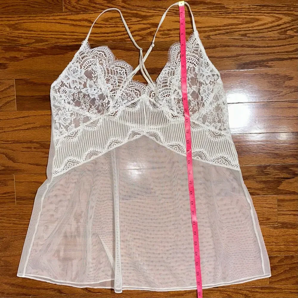 Victorias Secret White Lace Mesh Babydoll Lingerie Chemise